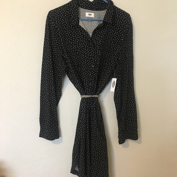 Old Navy Dresses & Skirts - BNWT Old Navy Black Polka Dot Shirt Dress XL